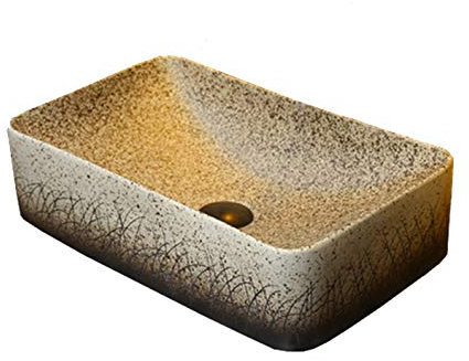 Éviers à Poser, Lavabo de Salle de Bain rétro en céramique, Vasque à Poser, Vasque à Poser et Robinet combinés, Vasque à Poser avec Trou de Robinet for Meuble de Toilette, Vasque Simple