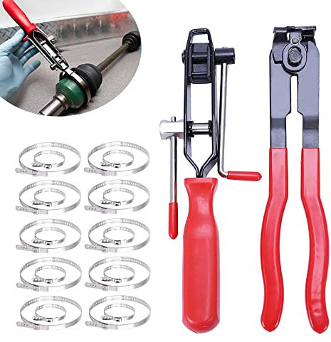 2Pcs CV Boot Clamp Plier with 20PCS 304 Stainless Steel CV Boot Clamps,CV Axle Removal Tool,Hose Band Axle Pliers Car Banding Tool Kit,Dust Cover Clip Removal Pliers Repair Tool Accessories - Red