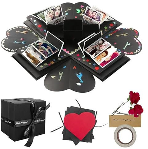MeoZynxadril Überraschung Box, Explosionsbox Geschenkbox, DIY Explosion Überraschungs Box, Kreative Fotoalbum Scrapbooking, Bilderbox inkl Anleitung, für Hochzeit Geburtstag, Valentinstag