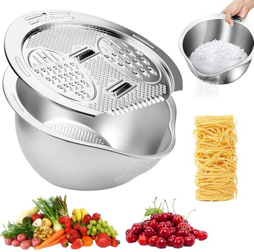 Reis WaschschüSsel Aus Edelstahl, WaschschüSsel, Lebensmittelechtes Sieb Reis Mit AusgießEr Reissieb, Nudelsieb Edelstahl Sieb KüChe Zum Waschen & Abtropfen Von Quinoa, Obst, GemüSe, Getreide, Bohnen