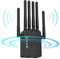 Ripetitore WiFi Potente per Casa,Amplificatore Wifi,6 Antenna,2 Porte LAN, 360° Copertura,Estensore WiFi per Casa e Ufficio,WiFi Extender,Coverage up to 10,000 sq.ft,Facile installazione -nero