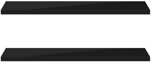 eSituro Wandregal 2er Set, Regal Wand schwarz Hochglanz, Hängeregal, Schweberegal, Regalbrett Bücherregal zum Aufhängen, Wandboard für Wohnzimmer Küche Arbeitszimmer Badezimmer, 110x22.9x3.8 CM