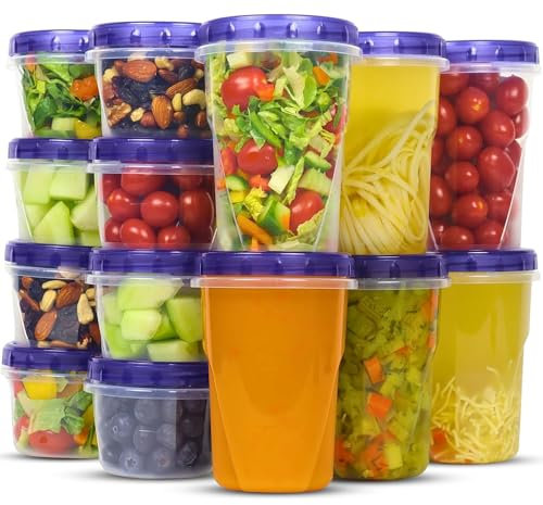 XpressPak Plastic Food Deli Containers With Twist Top Lids - (32 Oz) - [6 Pack] + (16 Oz) - [10 Pack] - Food Storage Containers Takeout To Go - Microwave, Freezer & Dishwasher Safe BPA-Free