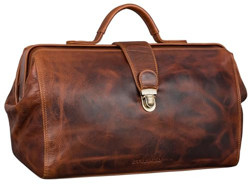 STILORD 'Percy' Arzttasche Leder Vintage Arztkoffer Doktortasche Business Handtasche Hausbesuch Echtleder, Farbe:sesto - cognac