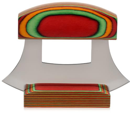 NZWBSHSSP Pizza Cutter Rocker With Base for Herbs Salads Rust Resistant Arc Shape Veggies Rocker Multipurpose Ergonomic Handle Pizza Chopper Rocker for Kitchen(1,colour)