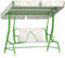 AIYAPLAY Columpio de Jardín Exterior para Niños de +3 Años Balancín de Jardín Exterior de 2 Plazas con Toldo Ajustable Arnés de Seguridad y Estampados Bonitos 112x75x120 cm Verde