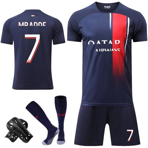 AYEUPZ Fußballtrikot für Kinder,Nr.7 Fussballtrikot Kinder Jungen,23/24 Neues Fußball Trikot für Jugendliche,Fußbal Trikot Set mit T-Shirt,Shorts,Socken und Knieschoner (9#, 20(4-5 Jahren))