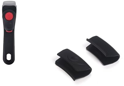 Mango para Sartén Universal, Mango Extraíble, Negra, Universal Asa de Olla Extraíble, Antideslizante y Anti Quemaduras, con 2 Asas de Silicona Para Ollas, para Ollas, Sartenes, Sartenes