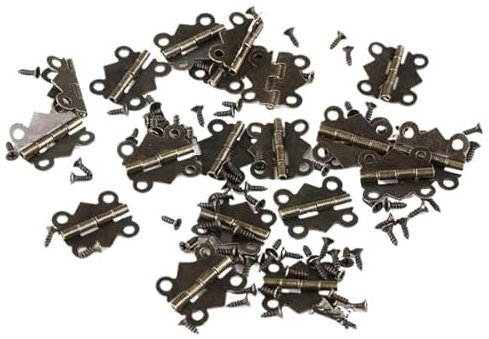 25 Set 20 x 25 mm 4 Löcher Scharniere Antik Schrank Schublade Schmuck Holzkiste Weinkiste Dekor Möbel