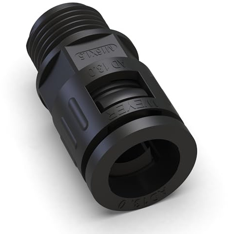 AUPROTEC 6x Wellrohrverschraubung M16 – Außengewinde passend für 10mm Ø Innen I schwarz, IP66, Kunststoff I Kabelschutz für Elektroinstallation I NW10