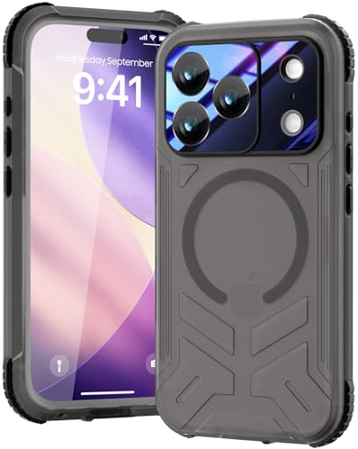 Beeasy für iPhone 17 Pro Max Hülle Wasserdicht für MagSafe, IP68 Wasserfest Staubdicht Handyhülle 360 Grad Outdoor Schutzhülle, Stoßfest Panzerhülle mit Displayschutz 6,9, Matt Schwarz