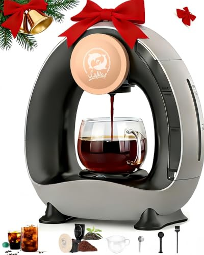 i Cafilas Single Serve Coffee Maker for Ground Coffee & Tea, One Cup Brewer | 1400W for 20s Preheat&90s Brew, 4-8oz Brew Sizes,20g Capacity, BPA-Free,5 Slim Compact for Home, Office, RV&Dorm, Grey