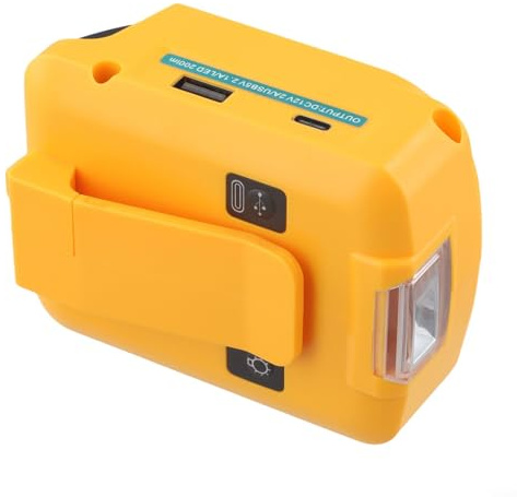 QOXEZY for DEWALT USB Charger Adapter for 18V Power Supply Versatile Adapter with Three-Mode Work Light for Powering Heated Jackets Lights and More