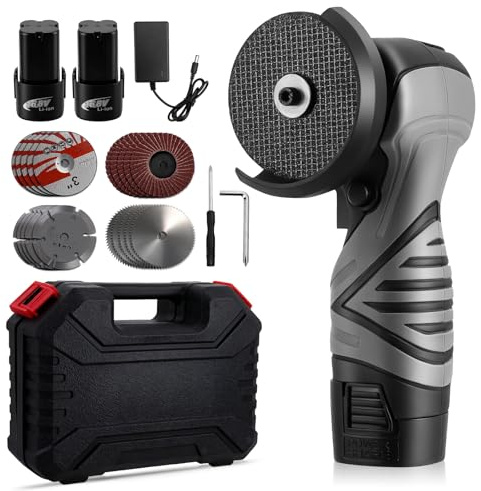 Mini Cordless Angle Grinder, Cordless Battery Angle Grinder Portable Angle Grinder with 2 Rechargeable Batteries, 28000RPM Small Tool Kit for Metal/Wood/Stone Cutting Polishing, 20 Accessories