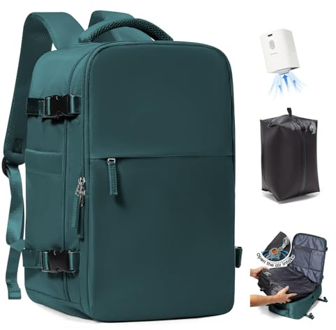 SZLX Vakuum Rucksack Ryanair Handgepäck 40x30x20 Wizzair Reiserucksack Flugzeug für Damen Herren, Laptop Rucksack 14 Zoll Wasserdicht Untersitz Kofferrucksack mit Schuhfach,Vakuum Koffer mit Pumpe