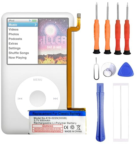 VUXYIT 616-0227, 616-0229, 616-0230, 616-0412, 616-0232 kompatibel mit i-Pod G5 30GB A1136, iPod-Classic 6th 7th GEN Ersatzakku mit Reparatur-Werkzeugsatz