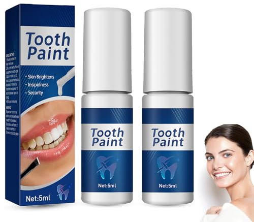 Tooth Paint Zahnweiß Lack, zahnlack weiß - Teeth Whitening Paint für Sofortige Zahnaufhellung - White Enamel Paint gegen Zahnverfärbungen - Zahnaufhellung Lack für Weiße Zähne - Tooth Polish 2 Stück