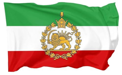 Iran Flagge Löwe Lion And Sun Flag Of Iran Iranische Flagge 5×3ft Alte historische Iran-Flagge mit 2 Messingösen, leuchtende Farben für Garten und Outdoor-Dekoration 90 x 150 cm(F)