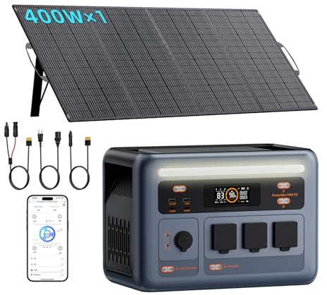 PowerMax1800SE Tragbare Powerstation mit 400-W-Solarpanel, LiFePO4 Akku mit 1024Wh, 1800W Solargenerator, 0-80% in 45 Minuten, Ideal für Camping, Wohnmobile und Stromausfälle
