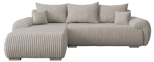 Mirjan24 Ecksofa Usabir L Cord, Design Eckcouch, Couch mit Schlaffunktion und Bettkasten, Wohnlandschaft, Bettfunktion L-Form Sofa (Ambience 04, Seite: Links)