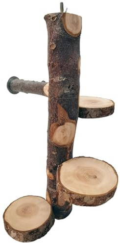 BOSREROY Chinchilla Rotierende Sprungplattform, 3 Holzplattformen Haustierspielzeugständer, vertikales Kletterdesign für kleine Haustiere, ideal für Chinchillas, Eichhörnchen und fliegende