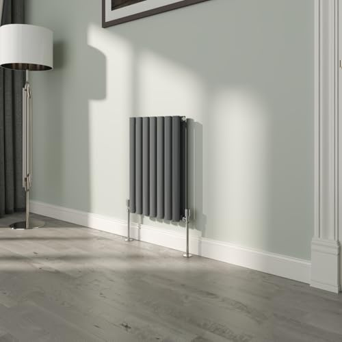NRG Anthracite 600x413mm Horizontal Double Oval Column Panel Radiator | High Heat Output, Designer Radiator Wall Mounted, Central Heating Compatible, Modern Radiator, for Living Room, Kitchen
