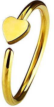 Piercingfaktor Universal Piercing Ring Hoop Clip On mit Motiv Für Ohr Nase Lippe Brust Intim Septum Tragus Helix Hufeisen Horseshoe Herz Gold