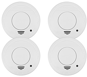 4er-Set Rauchmelder mit 1 Jahres Batterie - Stummschaltfunktion EN14604 - Extra große Testtaste