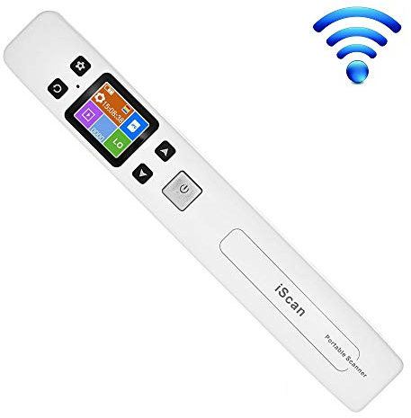 ECOiNVA iScan sans Fil WiFi Rechargeable Scanner Mini scanners de Documents Mobiles durables Portables 1050DPI JPG PDF avec écran LCD (White)