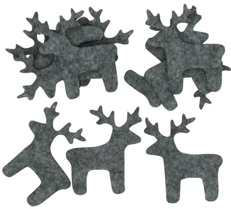 Filz Figuren Set - Elch/Rentier - grau meliert - Streudeko, Weihnachten - Farbauswahl