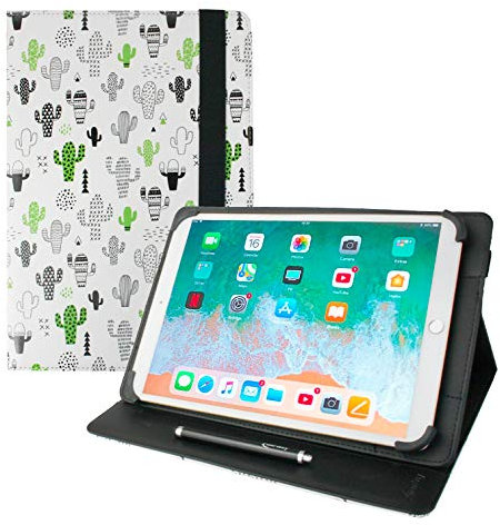 Emartbuy Universal 10-11.5 Inch Cactus Multi Angle Folio Wallet Case Cover With Card Slots and Stylus Pen Compatible With Selected Devices Listed Below