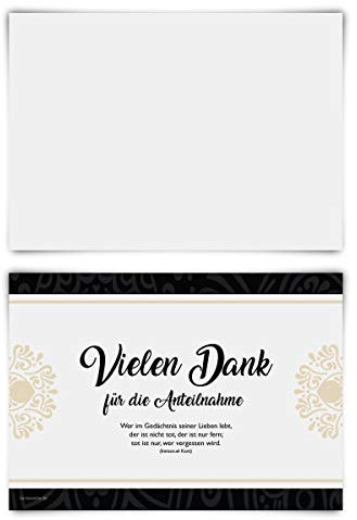 Trauerkarten Trauer Danksagungen 12 Stück Karten Set - Trauerblumen Blanko Rückseite