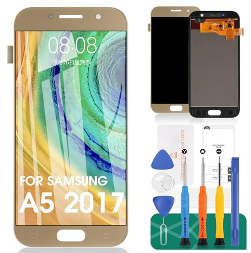 SRJTEK Für Samsung Galaxy A5 A520 LCD-Bildschirm, für A5 2017 A520F A520F/DS A520K A520L A520S TFT-LCD-Display, A5, LCD-Display, Touchscreen, Digitizer, Glas, Sensor, Ersatzteile, goldfarben