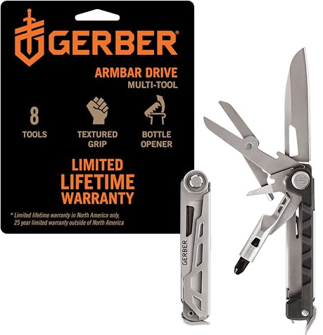 Gerber Gear Armbar Drive 8-in-1 Pocket Knife EDC Multitool with Screwdriver, 2.5 Blade, Onyx