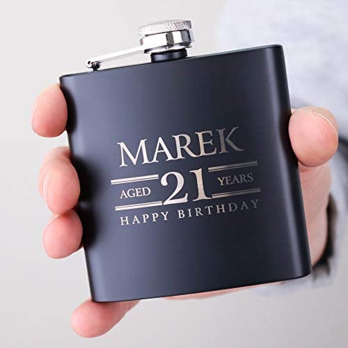 Matt Black 6oz Hip Flask 18th, 21st Birthday Gift for him Hip Flask with Gift Box and Funnel OMG14-HIPBLK