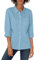 Tommy Hilfiger Chemisier uni à col boutonné avec Manches réglables, pour Femme, Bleu Cristal, XX-Large