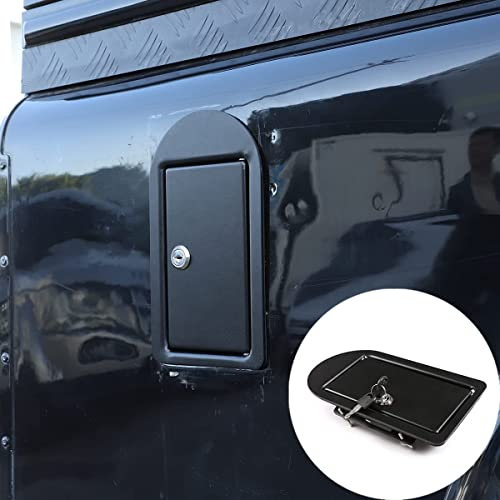 DIYUCAR Auto-Tankdeckel, Kraftstoffeinfüller, Türverriegelung, Gastankabdeckung, für Land Rover Defender 90 110 130 2004–2019, Aluminiumlegierung, Außenzubehör, schwarz