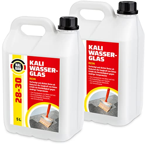 HALBAU Kaliwasserglas 28-30 Rein 10 Liter Kali Wasserglas, Haftgrund, Beton Versiegelung, Holz Imprägnierung, Verkieselung, Mauerabdichtung, Betonschutz, Holzschutz