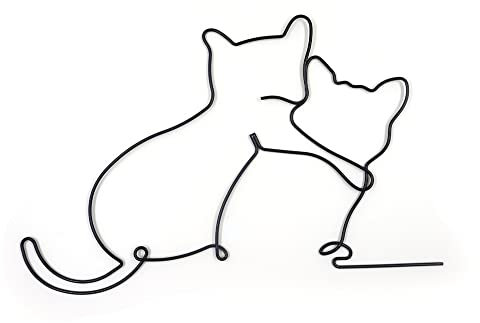 Chihutown Katze Wanddeko, Metall Katzendraht Wanddekoration, Minimalistische Metall Katze Wandkunst, Moderner Stil Eisen Katze Draht Wandschilder, Dekoren Zubehör Wanddekoration (Kuscheln)