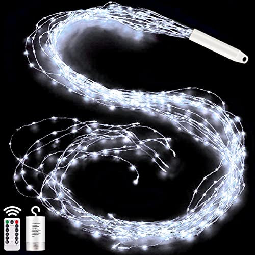 Joycome Led Lichterschweif 1M 100 LED Lichterbündel, 8 Modi Wasserdichte Wasserfall Lichterkette Batteriebetrieben mit Fernbedienung, Timer für Weihnachten Balkon Innen Außen Deko - Kaltes Weiß