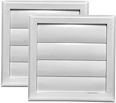 Vent Systems Paquete de 2 cubiertas de ventilación de escape, color blanco, campana de ventilación de secadora, cubierta de ventilación de conducto de secadora, tapa de campana de ventilación, rejilla