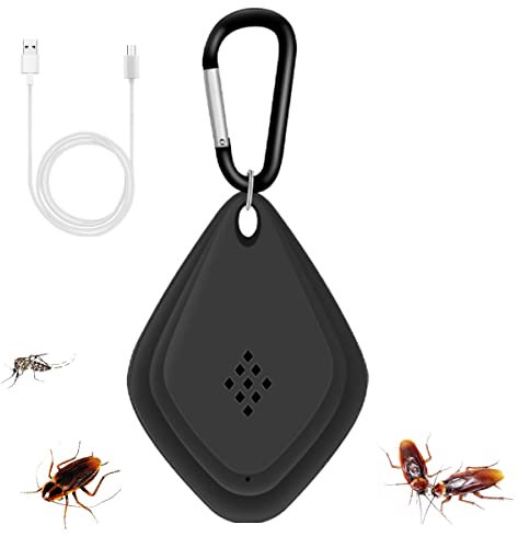 Répulsif Moustique Ultrason Portable Ultrasonique Anti-Moustique Tueur Électronique Anti-Moustique Chargement USB, Pratique et Portable pour Anti-Insecte Anti-Moustique(Noir)