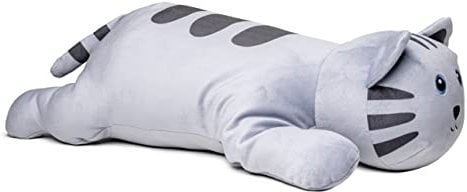 Uni-Toys - Plüsch-Kissen - Katze grau - Ultra-weich - 55 cm (Länge) - Plüschtier, Kuscheltier