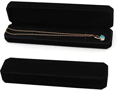1pc Black Velvet Bracelet Box & Chains - Rectangle Necklace & Pens Gift Box for Women & Men
