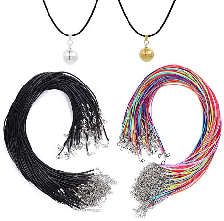 50 Stück Lederband Kette 2mm,Gewachste Schnur Halskette,Halskette Wachs Seil,Schmuckherstellung Zubehör,für DIY Halskette Schmuckherstellung (25 Schwarze und 25 Gemischte Farben)