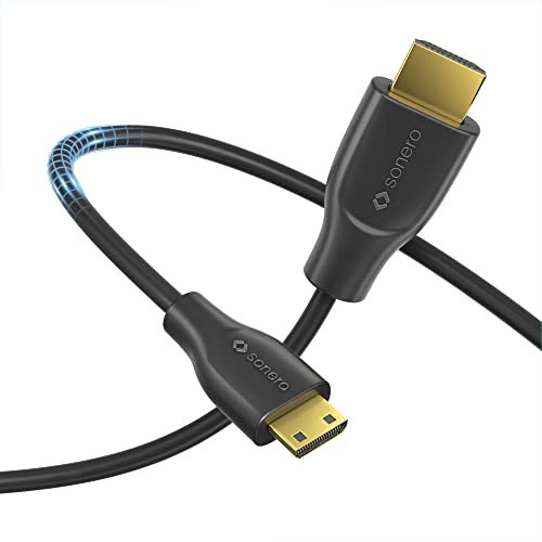 Sonero® cable Premium High Speed Mini HDMI a HDMI 4K, conector Mini HDMI C a conector HDMI A, contactos chapados en oro, doble blindaje, 1,00 m