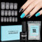 TOMICCA Künstliche Nägel Nageltips für Gel Nägel - Kurz Square Nageltips mit Nagelkleber Set, 150 Stk Soft Gel Full Cover Nageltips, Professionelle Salon Qualität - 15 Größen