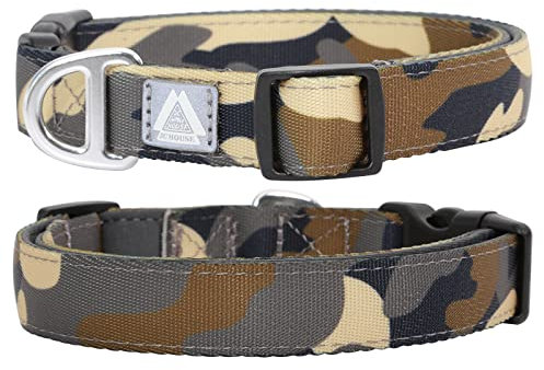 JC HOUSE Weich gepolstertes Hundehalsband, Halsumfang 30,5–50,8 cm, verstellbares, strapazierfähiges Halsband mit reflektierendem 3M-Logo für mittelgroße und große Hunde, Camouflage-Grün, Größe M