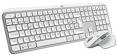 Logitech MX Keys S + MX Master 3S, Teclado inalámbrico retroiluminado avanzado de Alto Rendimiento y ratón, Escritura fluida, Desplazamiento rápido, Windows, Chrome, Mac, QWERTY Español, Pale Grey