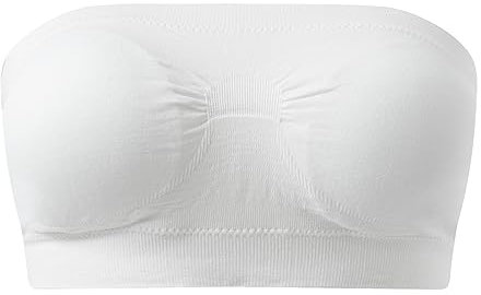 Jiuday Trägerloser BH Push Up Bandeau BH ohne Träger Bandeau Top Gepolstert Damen Strapless Bra ohne Bügel mit Rutschfester Silikon (1-Keine Antirutschstreifen-Weiß,XS)